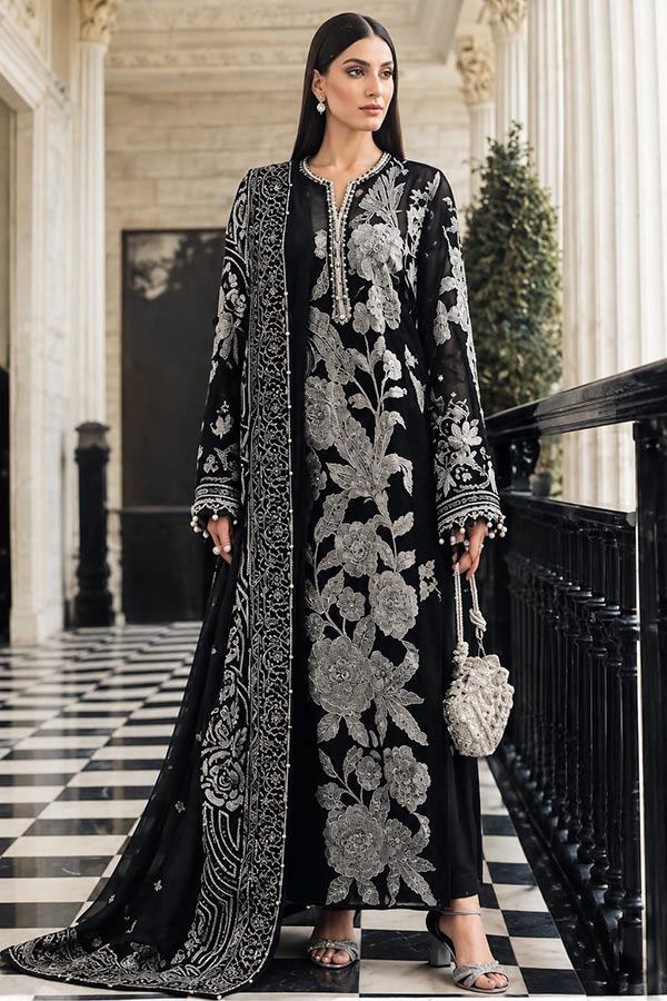 NFS-126 | Maria B Heavy Embroidered Dhanak 3 Piece Dress(B)