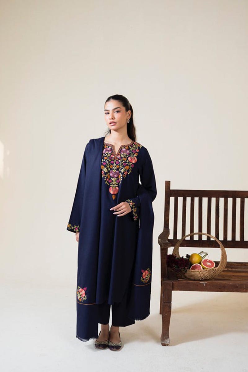 NFS-6507 | A Sling Heavy Embroidered Dhanak 3 Piece Dress