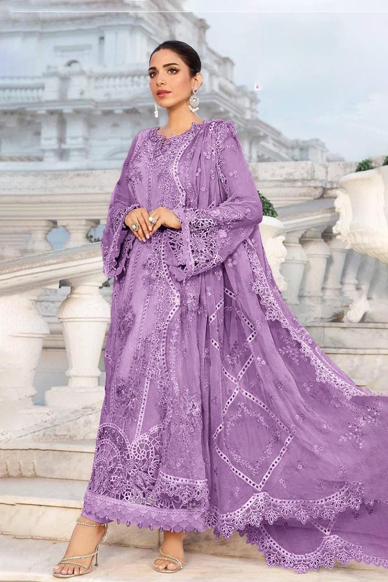 NFS-677 | Maria B Heavy Embroidered Dhanak 3 Piece Dress (C)
